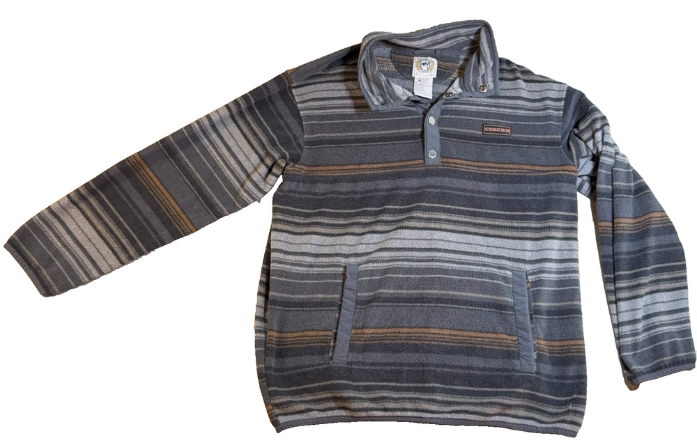 Cinch Fleece Pullover Mens S Southwestern Stripe Snap Neck Western Ranch